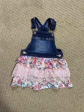Jordache girls toddler size 2T Denium overalls dress blue Jean overalls dress